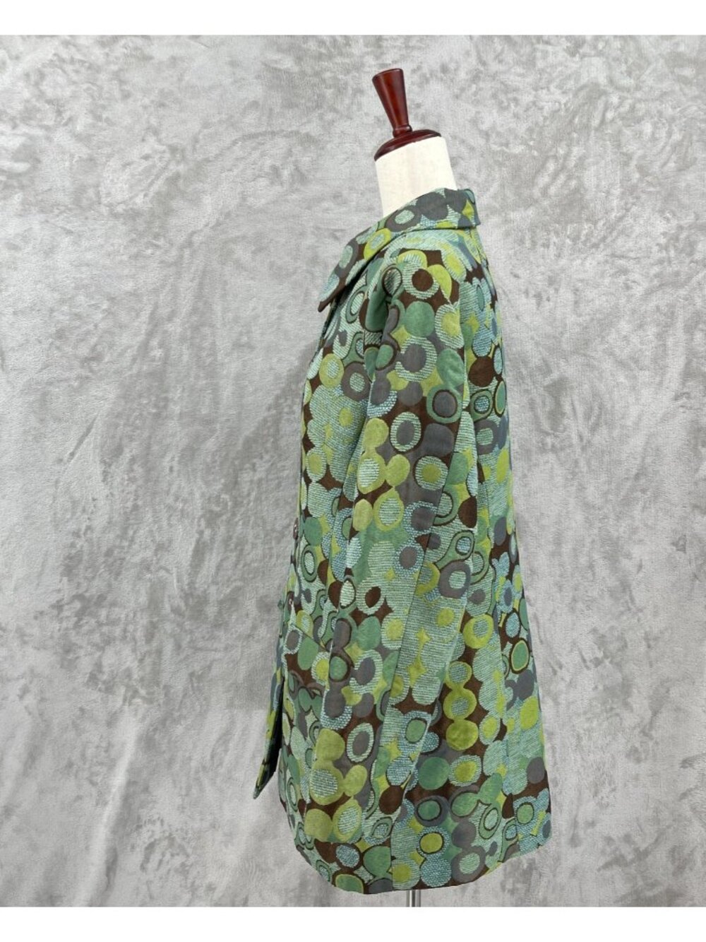 bentley a. Vintage Y2K Green Brown Geometric Brocade Coat USA Made - Picture 5 of 16